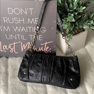 Black leather Express clutch